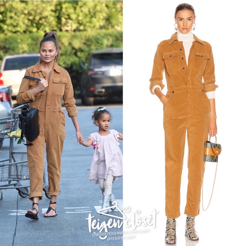 Frame Caitlin Camel Tan Corduroy Jumpsuit Coveralls S New Boiler Suit Celebrity